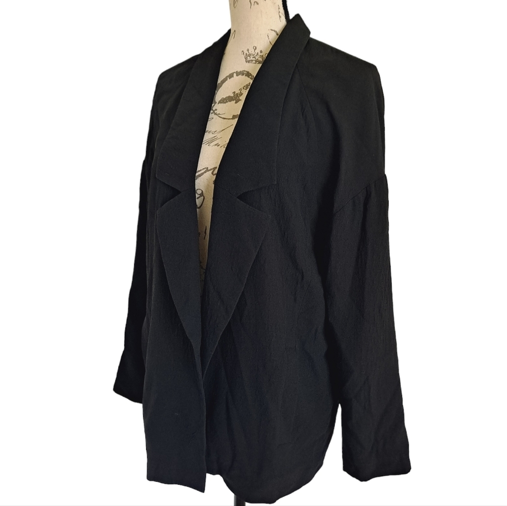 SOLD Eileen Fisher 100% silk black blazer Lagenlook oversized crepe jacket SP - Picture 11 of 15